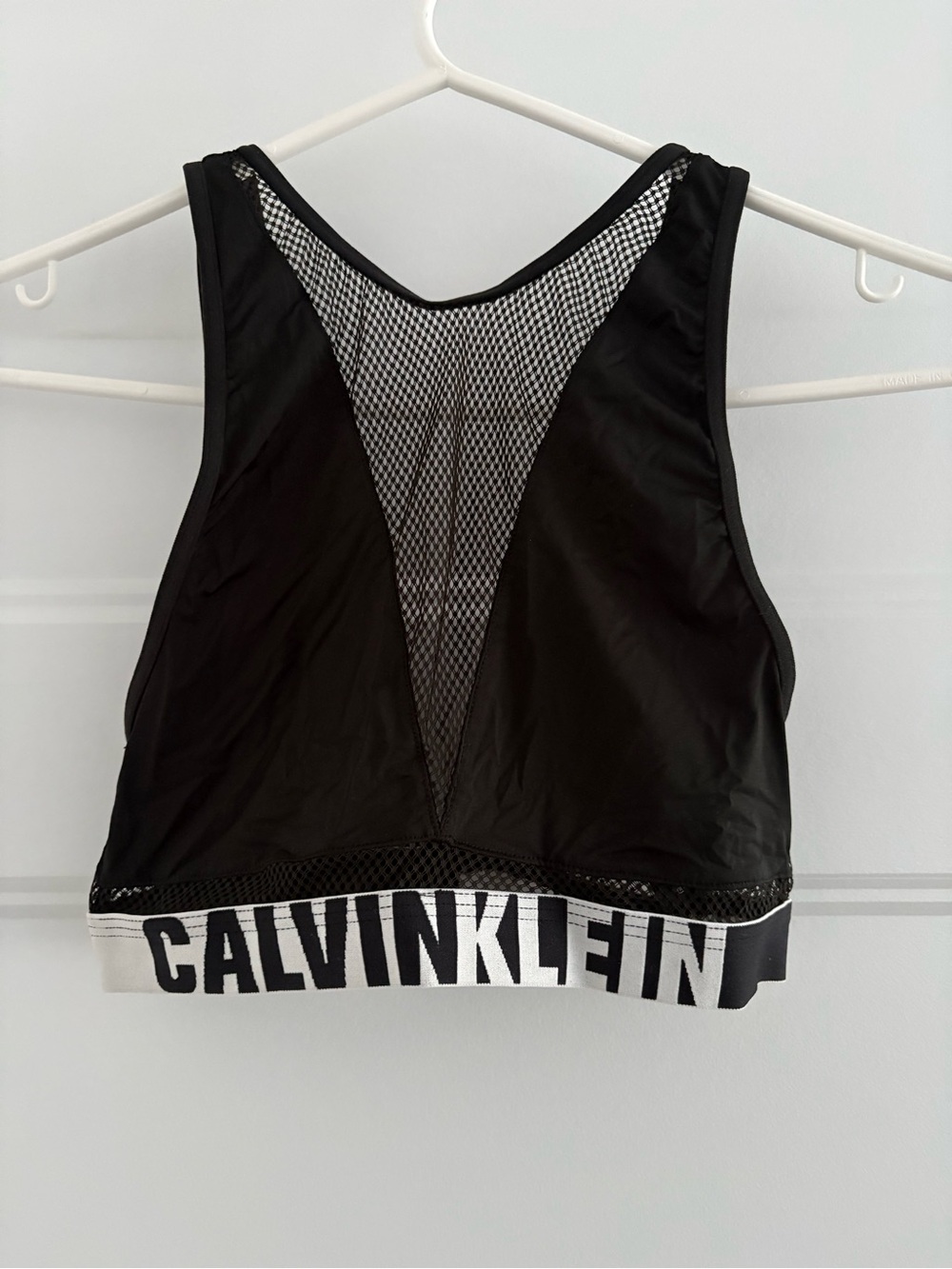 Calvin Klein Black and White Mesh-Back Sports Bra